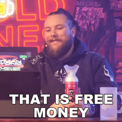 Bearded Man At Table Saying That Is Free Money GIF