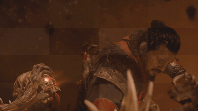 Bearded Man Attacked By Red-Eyed Monster GIF