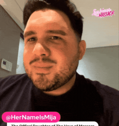 Bearded Man Black Shirt With Pink Sticker 'Mija GIF