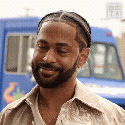 Bearded Man Braids Smiles Blue Truck Be TX GIF