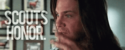 Bearded Man Covering Mouth Scouts Honor GIF