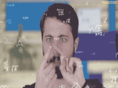 Bearded Man Covering Nose With Mathematical Equations GIF