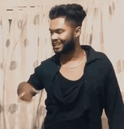 Bearded Man Dancing In Black Shirt GIF