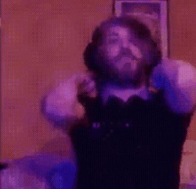 Bearded Man Dancing In Bow Tie And Headphones GIF
