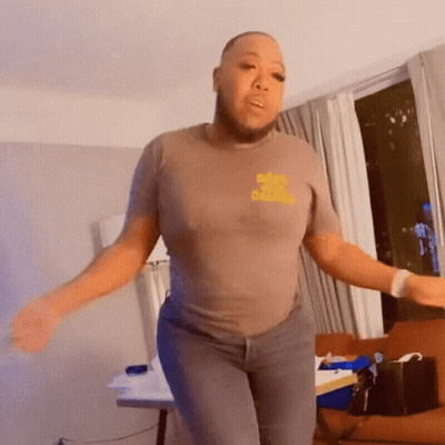 Bearded Man Dancing In Yellow Bear T-Shirt GIF
