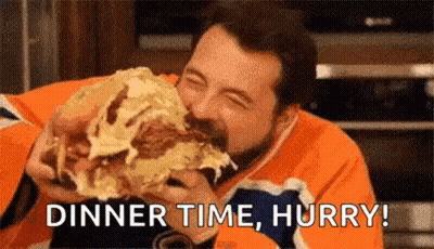Bearded Man Eating Large Hamburger GIF