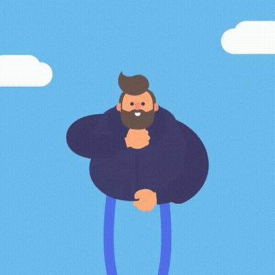 Bearded Man Flying In Parachute GIF