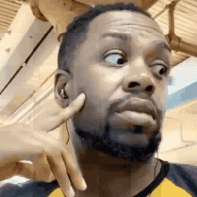 Bearded Man Funny Face Yellow Shirt Headphones GIF