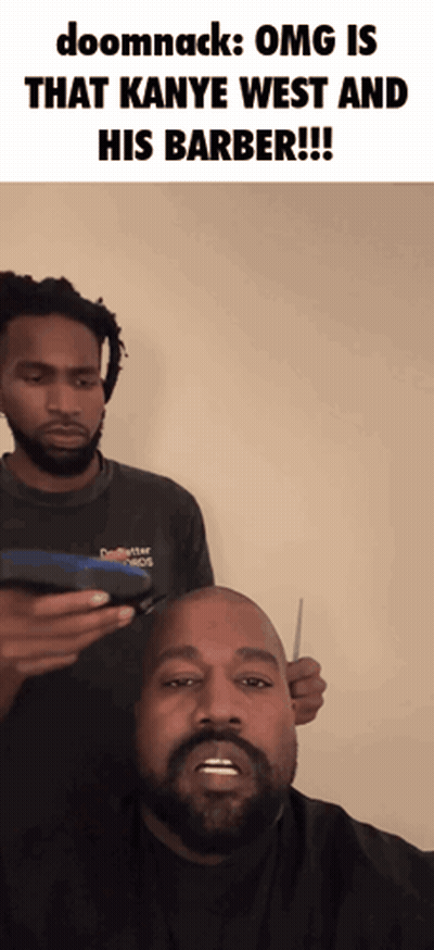 Bearded Man Getting Haircut From Another Man GIF