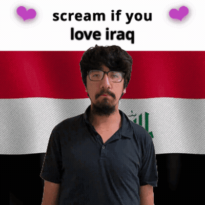 Bearded Man Glasses Scream If You Love Iraq Flag GIF