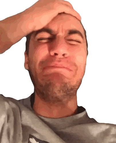 Bearded Man Hand On Head Funny Face Sticker