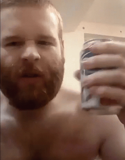 Bearded Man Holding Beer Can GIF
