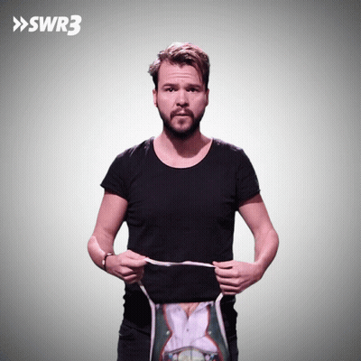 Bearded Man Holding Black Shirt Saying Swr3 GIF
