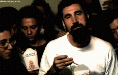 Bearded Man Holding Chinese Food Box GIF