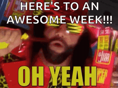Bearded Man Holding Chips Saying Heres To An Awesome Week Oh Yeah GIF