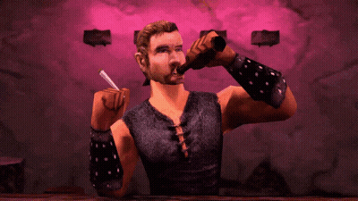 Bearded Man Holding Cigarette And Beer GIF