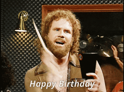 Bearded Man Holding Drumstick Saying Happy Birthday GIF