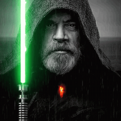 Bearded Man Holding Green Lightsaber GIF