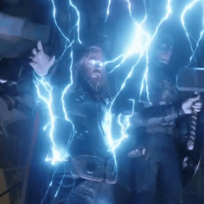 Bearded Man Holding Hammer With Lightning GIF