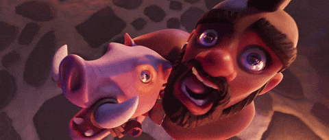 Bearded Man Holding Horned Pig GIF