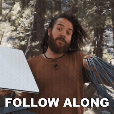 Bearded Man Holding Laptop Saying Follow Along GIF