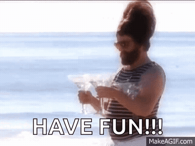 Bearded Man Holding Martini On Beach Have Fun GIF