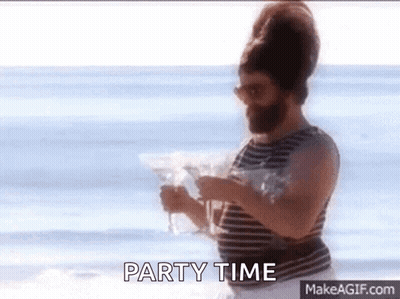 Bearded Man Holding Martini Saying Party Time GIF