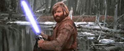 Bearded Man Holding Purple Lightsaber GIF