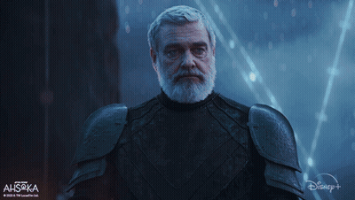 Bearded Man Holding Red Lightsaber In Front Of Disney+ Logo GIF