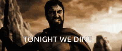 Bearded Man Holding Spear Saying Tonight We Dine GIF