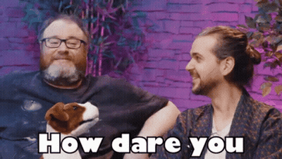 Bearded Man Holding Stuffed Animal How Dare You GIF