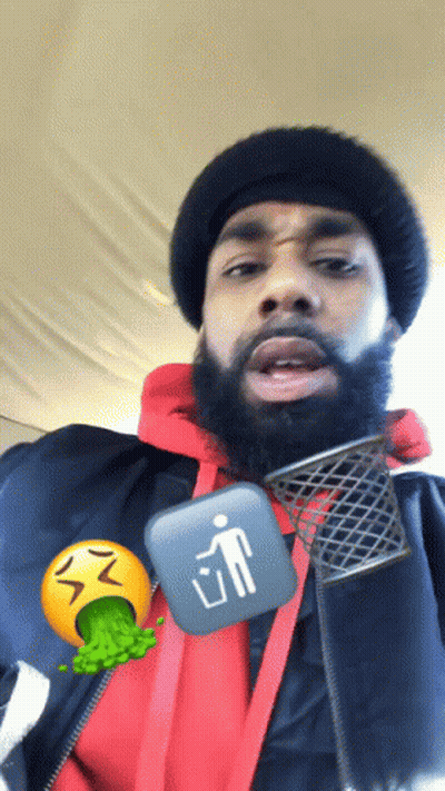 Bearded Man Holding Trash Can With Man Icon GIF