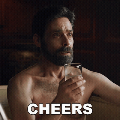 Bearded Man Holding Water Cheers GIF