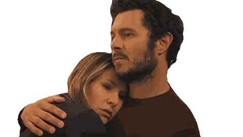 Bearded Man Hugging Sad Woman Sticker