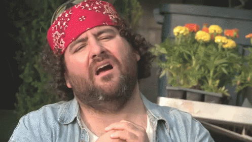 Bearded Man In Bandana And Denim Shirt GIF