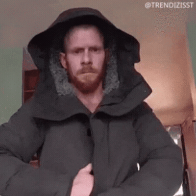 Bearded Man In Black Hooded Jacket GIF
