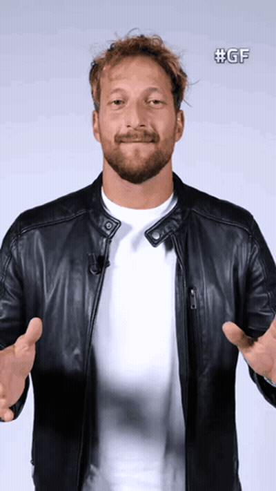 Bearded Man In Black Leather Jacket And White Shirt #Gf GIF