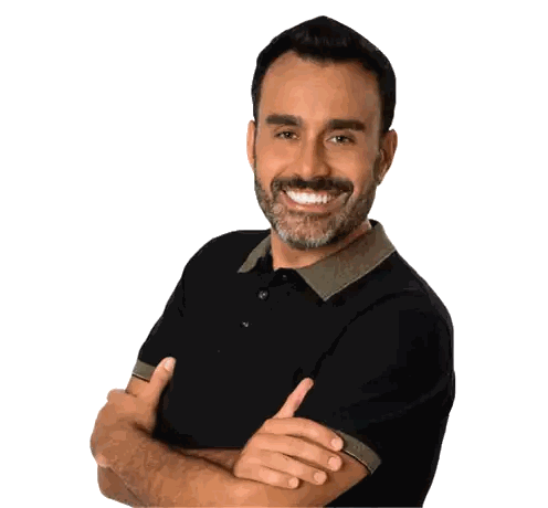 Bearded Man In Black Polo With Crossed Arms Sticker