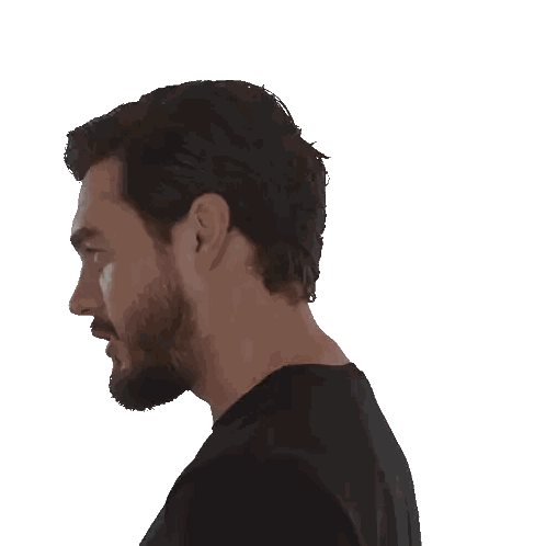 Bearded Man In Black Shirt Looking Down Sticker
