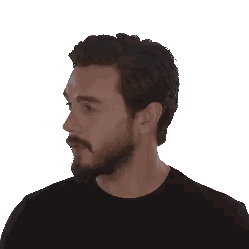 Bearded Man In Black Shirt Looking Down Sticker