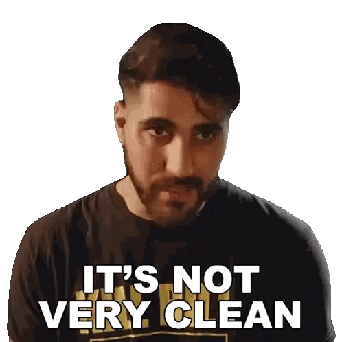 Bearded Man In Black Shirt Saying It's Not Very Clean Sticker