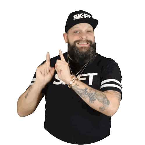 Bearded Man In Black Shirt Saying Sky Sticker
