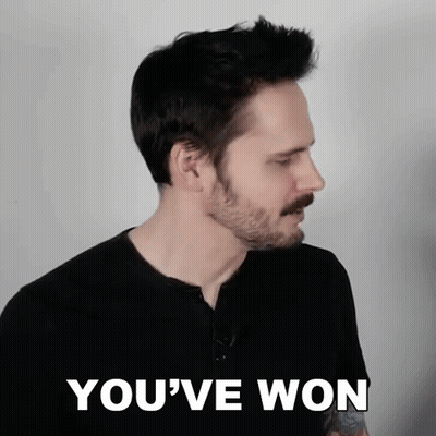 Bearded Man In Black Shirt Says You've Won GIF