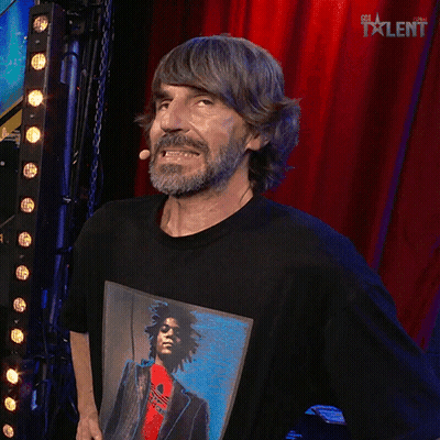 Bearded Man In Black Shirt With Talent Graphic GIF