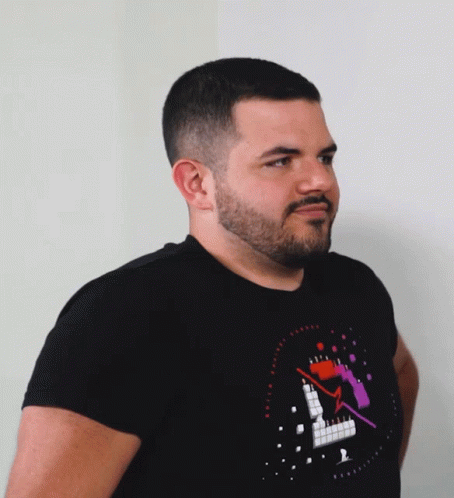 Bearded Man In Black Tetris T-Shirt GIF