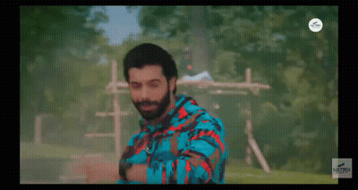 Bearded Man In Blue And Red Shirt Standing In Field GIF
