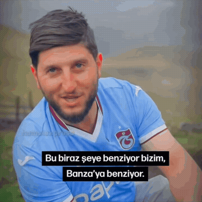 Bearded Man In Blue Jersey With Banza GIF
