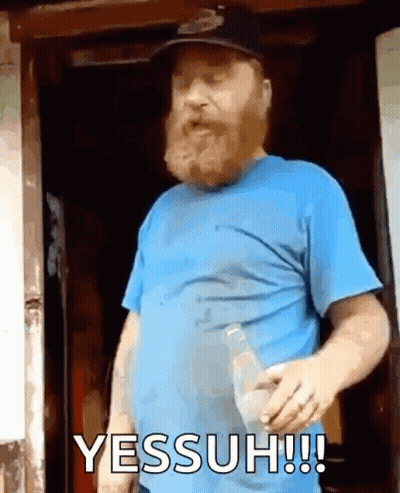 Bearded Man in Blue Shirt Says Yessuh