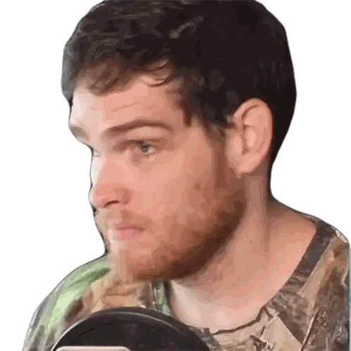 Bearded Man In Camo Shirt Looking Sideways Sticker