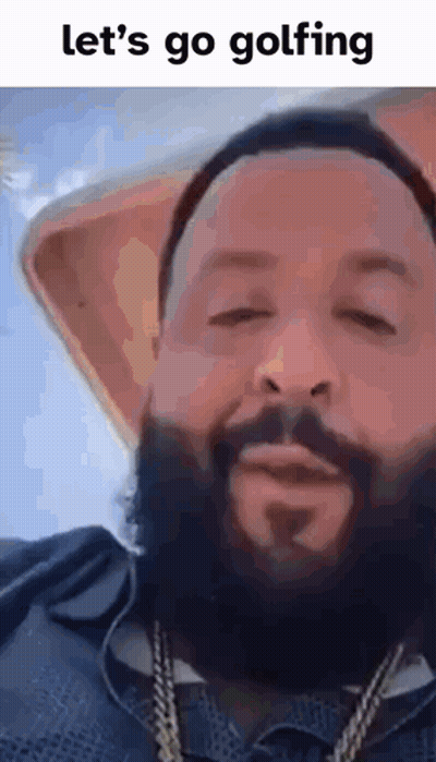 Bearded Man In Cowboy Hat And Necklace Says Let's Go Golfing GIF